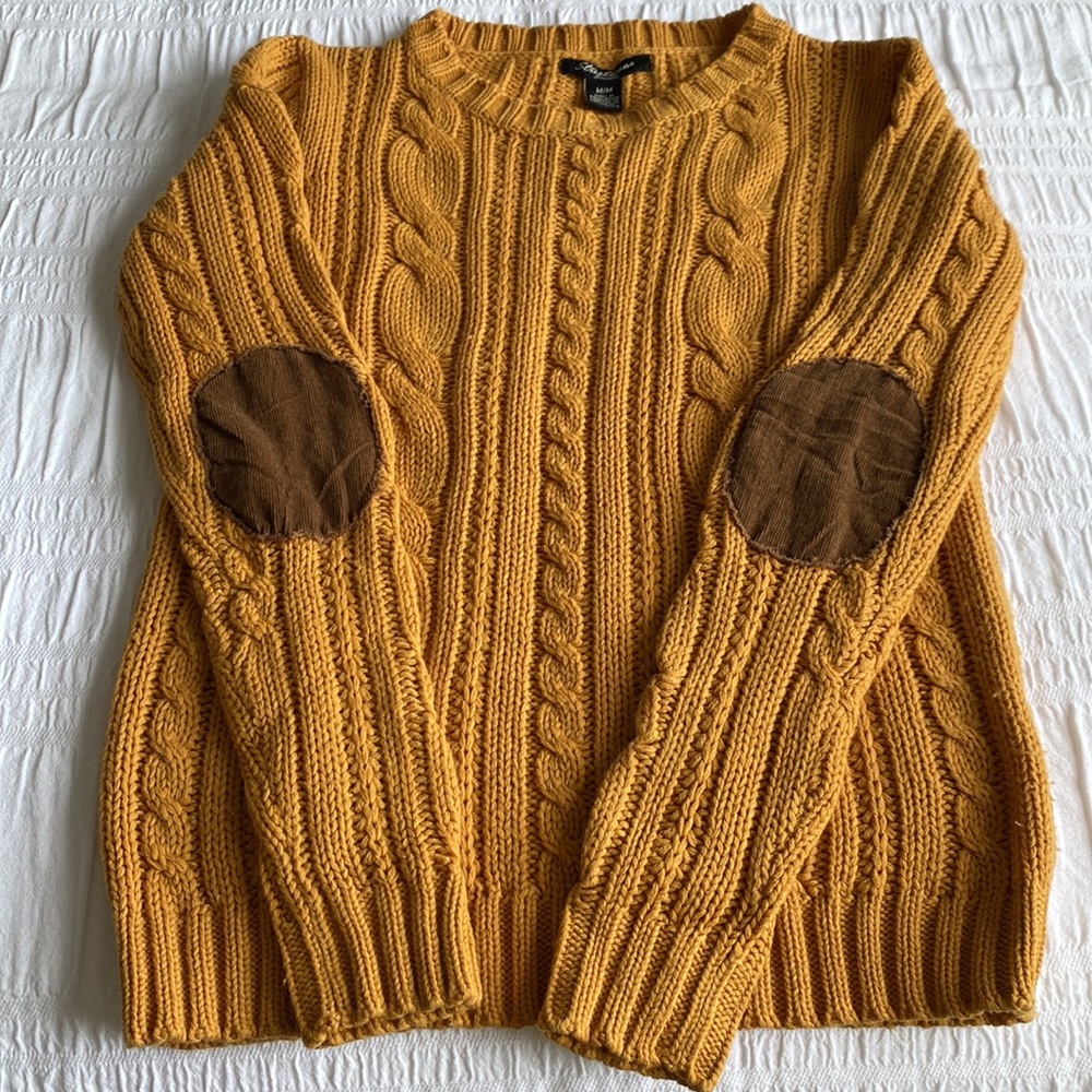 Streetwear Society long sleeved sweater with corduroy elbow patches. Med.